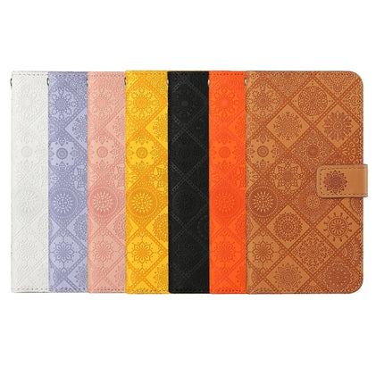 For Samsung Galaxy S20 Ethnic Style Embossed Pattern Horizontal Flip Leather Case with Holder & Card Slots & Wallet & Lanyard(Orange)-garmade.com