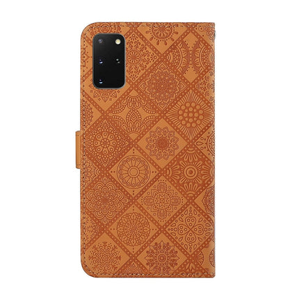 For Samsung Galaxy S20+ Ethnic Style Embossed Pattern Horizontal Flip Leather Case with Holder & Card Slots & Wallet & Lanyard(Brown)-garmade.com