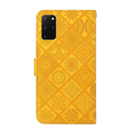 For Samsung Galaxy S20+ Ethnic Style Embossed Pattern Horizontal Flip Leather Case with Holder & Card Slots & Wallet & Lanyard(Yellow)-garmade.com