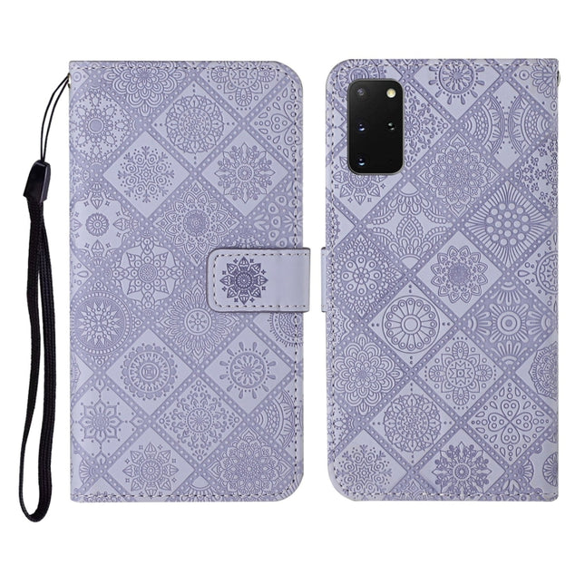 For Samsung Galaxy S20+ Ethnic Style Embossed Pattern Horizontal Flip Leather Case with Holder & Card Slots & Wallet & Lanyard(Purple)-garmade.com