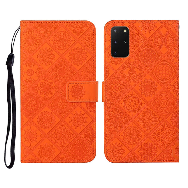 For Samsung Galaxy S20+ Ethnic Style Embossed Pattern Horizontal Flip Leather Case with Holder & Card Slots & Wallet & Lanyard(Orange)-garmade.com