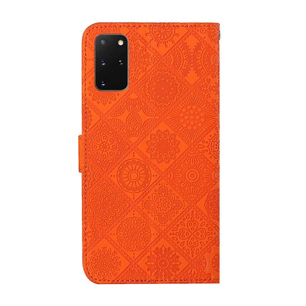 For Samsung Galaxy S20+ Ethnic Style Embossed Pattern Horizontal Flip Leather Case with Holder & Card Slots & Wallet & Lanyard(Orange)-garmade.com