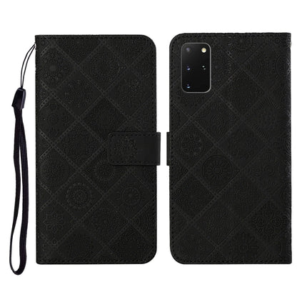 For Samsung Galaxy S20+ Ethnic Style Embossed Pattern Horizontal Flip Leather Case with Holder & Card Slots & Wallet & Lanyard(Black)-garmade.com