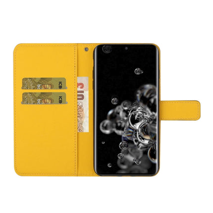 For Samsung Galaxy S20 Ultra Ethnic Style Embossed Pattern Horizontal Flip Leather Case with Holder & Card Slots & Wallet & Lanyard(Yellow)-garmade.com