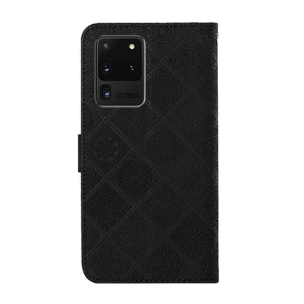 For Samsung Galaxy S20 Ultra Ethnic Style Embossed Pattern Horizontal Flip Leather Case with Holder & Card Slots & Wallet & Lanyard(Black)-garmade.com