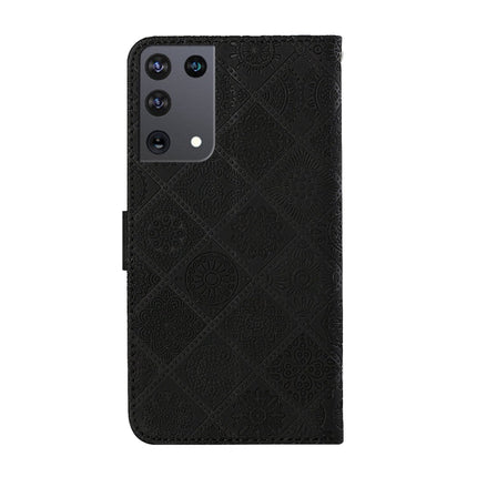 For Samsung Galaxy S21Ultra 5G Ethnic Style Embossed Pattern Horizontal Flip Leather Case with Holder & Card Slots & Wallet & Lanyard(Black)-garmade.com