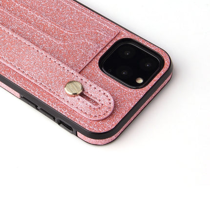 Glitter Powder PU+TPU Shockproof Protective Case with Holder & Card Slots & Wrist Strap For iPhone 11(Red)-garmade.com