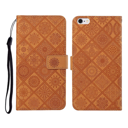 Ethnic Style Embossed Pattern Horizontal Flip Leather Case with Holder & Card Slots & Wallet & Lanyard For iPhone 6(Brown)-garmade.com