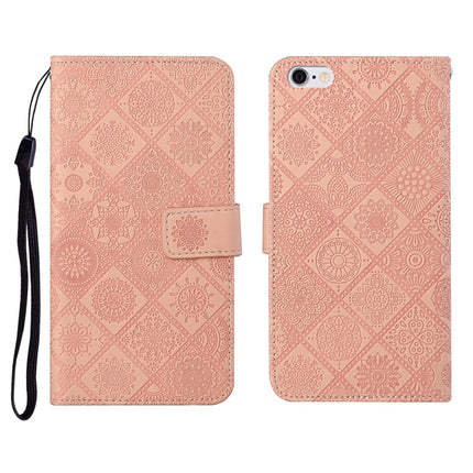 Ethnic Style Embossed Pattern Horizontal Flip Leather Case with Holder & Card Slots & Wallet & Lanyard For iPhone 6(Pink)-garmade.com