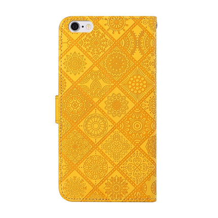 Ethnic Style Embossed Pattern Horizontal Flip Leather Case with Holder & Card Slots & Wallet & Lanyard For iPhone 6(Yellow)-garmade.com