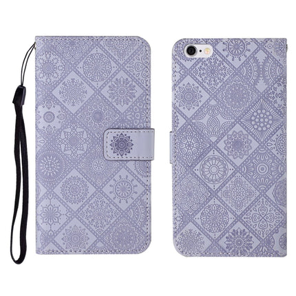 Ethnic Style Embossed Pattern Horizontal Flip Leather Case with Holder & Card Slots & Wallet & Lanyard For iPhone 6(Purple)-garmade.com