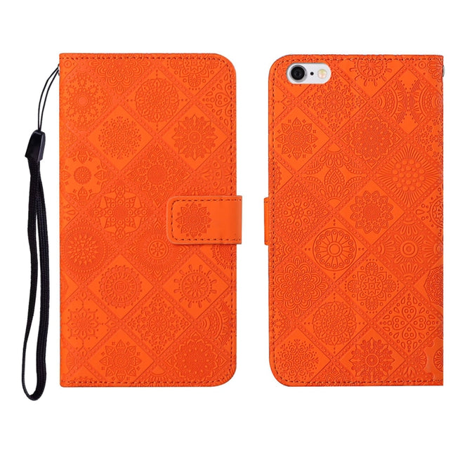 Ethnic Style Embossed Pattern Horizontal Flip Leather Case with Holder & Card Slots & Wallet & Lanyard For iPhone 6(Orange)-garmade.com