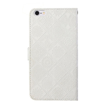 Ethnic Style Embossed Pattern Horizontal Flip Leather Case with Holder & Card Slots & Wallet & Lanyard For iPhone 6(White)-garmade.com