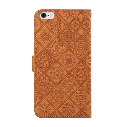 Ethnic Style Embossed Pattern Horizontal Flip Leather Case with Holder & Card Slots & Wallet & Lanyard For iPhone 6 Plus(Brown)-garmade.com