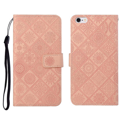 Ethnic Style Embossed Pattern Horizontal Flip Leather Case with Holder & Card Slots & Wallet & Lanyard For iPhone 6 Plus(Pink)-garmade.com