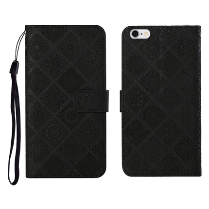 Ethnic Style Embossed Pattern Horizontal Flip Leather Case with Holder & Card Slots & Wallet & Lanyard For iPhone 6 Plus(Black)-garmade.com