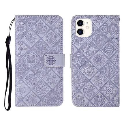 Ethnic Style Embossed Pattern Horizontal Flip Leather Case with Holder & Card Slots & Wallet & Lanyard For iPhone 11(Purple)-garmade.com