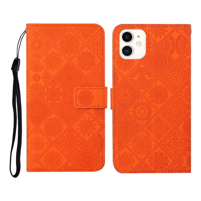 Ethnic Style Embossed Pattern Horizontal Flip Leather Case with Holder & Card Slots & Wallet & Lanyard For iPhone 11(Orange)-garmade.com