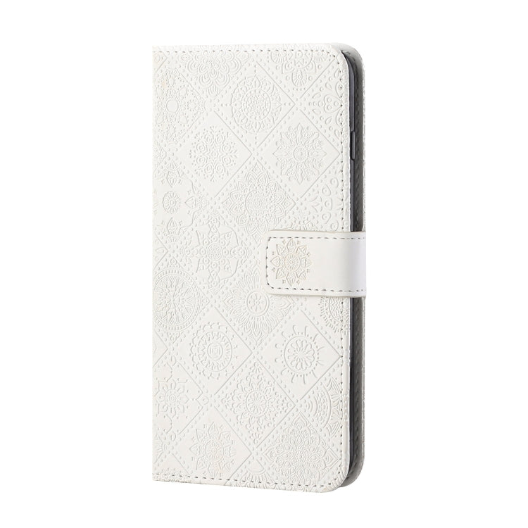 Ethnic Style Embossed Pattern Horizontal Flip Leather Case with Holder & Card Slots & Wallet & Lanyard For iPhone 11(White)-garmade.com