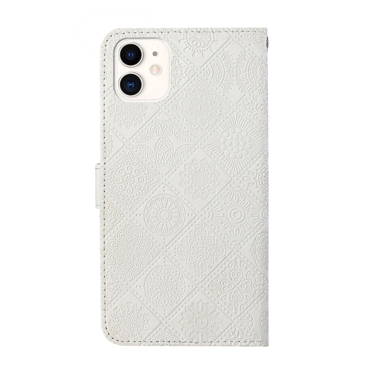 Ethnic Style Embossed Pattern Horizontal Flip Leather Case with Holder & Card Slots & Wallet & Lanyard For iPhone 11(White)-garmade.com