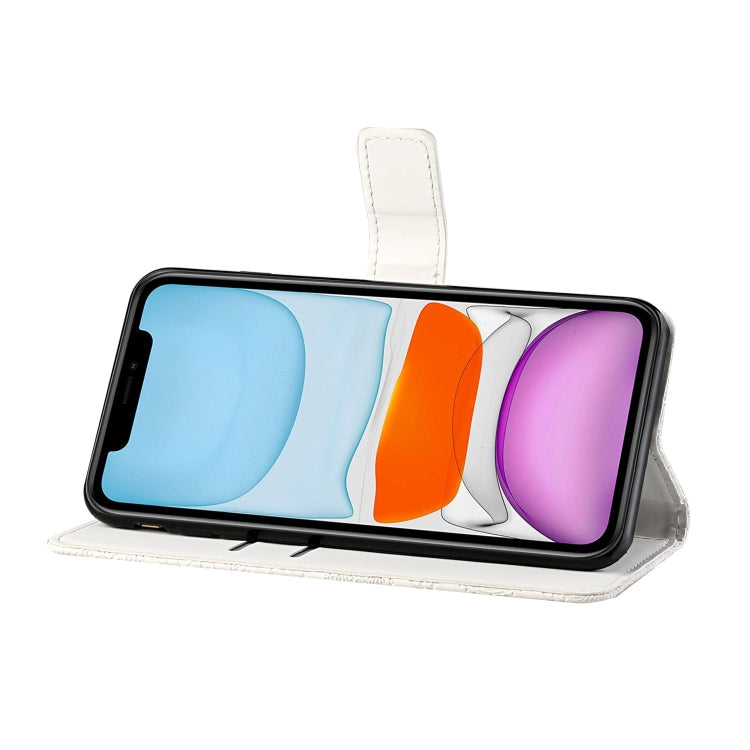 Ethnic Style Embossed Pattern Horizontal Flip Leather Case with Holder & Card Slots & Wallet & Lanyard For iPhone 11(White)-garmade.com