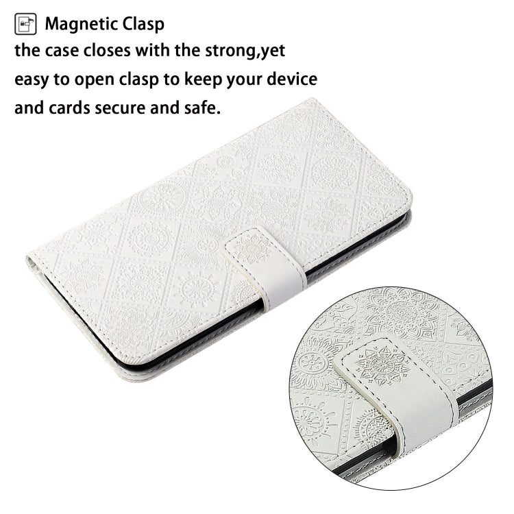 Ethnic Style Embossed Pattern Horizontal Flip Leather Case with Holder & Card Slots & Wallet & Lanyard For iPhone 11(White)-garmade.com