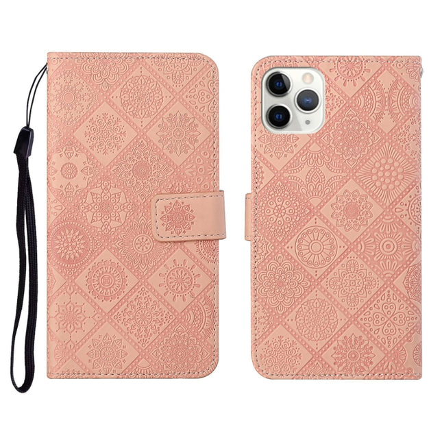 Ethnic Style Embossed Pattern Horizontal Flip Leather Case with Holder & Card Slots & Wallet & Lanyard For iPhone 11 Pro(Pink)-garmade.com