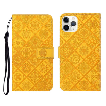 Ethnic Style Embossed Pattern Horizontal Flip Leather Case with Holder & Card Slots & Wallet & Lanyard For iPhone 11 Pro(Yellow)-garmade.com