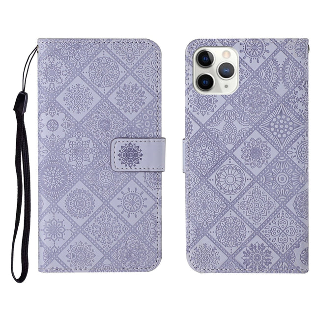 Ethnic Style Embossed Pattern Horizontal Flip Leather Case with Holder & Card Slots & Wallet & Lanyard For iPhone 11 Pro(Purple)-garmade.com