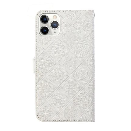Ethnic Style Embossed Pattern Horizontal Flip Leather Case with Holder & Card Slots & Wallet & Lanyard For iPhone 11 Pro(White)-garmade.com