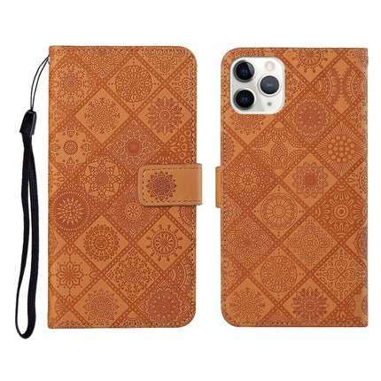 Ethnic Style Embossed Pattern Horizontal Flip Leather Case with Holder & Card Slots & Wallet & Lanyard For iPhone 11 Pro Max(Brown)-garmade.com