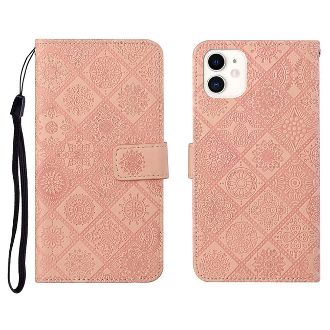 Ethnic Style Embossed Pattern Horizontal Flip Leather Case with Holder & Card Slots & Wallet & Lanyard For iPhone 12(Pink)-garmade.com