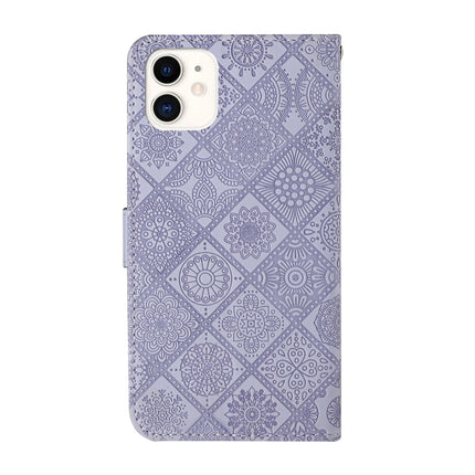 Ethnic Style Embossed Pattern Horizontal Flip Leather Case with Holder & Card Slots & Wallet & Lanyard For iPhone 12(Purple)-garmade.com