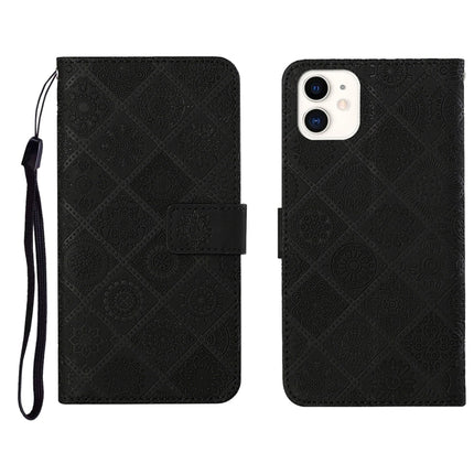 Ethnic Style Embossed Pattern Horizontal Flip Leather Case with Holder & Card Slots & Wallet & Lanyard For iPhone 12(Black)-garmade.com
