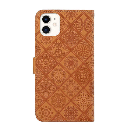 Ethnic Style Embossed Pattern Horizontal Flip Leather Case with Holder & Card Slots & Wallet & Lanyard For iPhone 12 Mini(Brown)-garmade.com