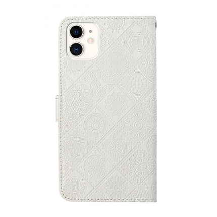 Ethnic Style Embossed Pattern Horizontal Flip Leather Case with Holder & Card Slots & Wallet & Lanyard For iPhone 12 Mini(White)-garmade.com