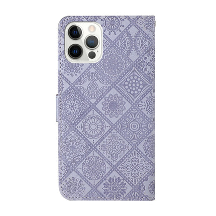 Ethnic Style Embossed Pattern Horizontal Flip Leather Case with Holder & Card Slots & Wallet & Lanyard For iPhone 12 Pro Max(Purple)-garmade.com
