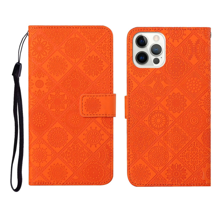 Ethnic Style Embossed Pattern Horizontal Flip Leather Case with Holder & Card Slots & Wallet & Lanyard For iPhone 12 Pro Max(Orange)-garmade.com