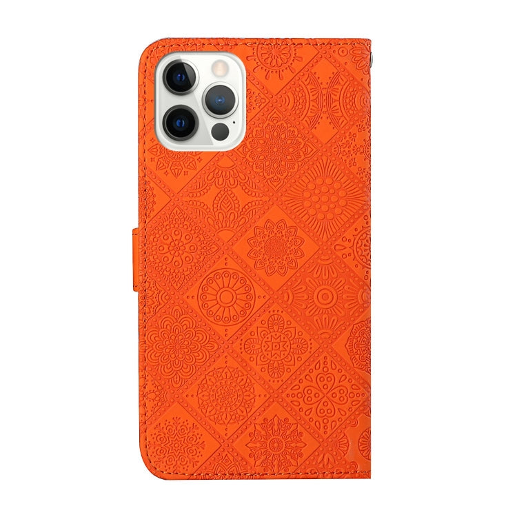 Ethnic Style Embossed Pattern Horizontal Flip Leather Case with Holder & Card Slots & Wallet & Lanyard For iPhone 12 Pro Max(Orange)-garmade.com
