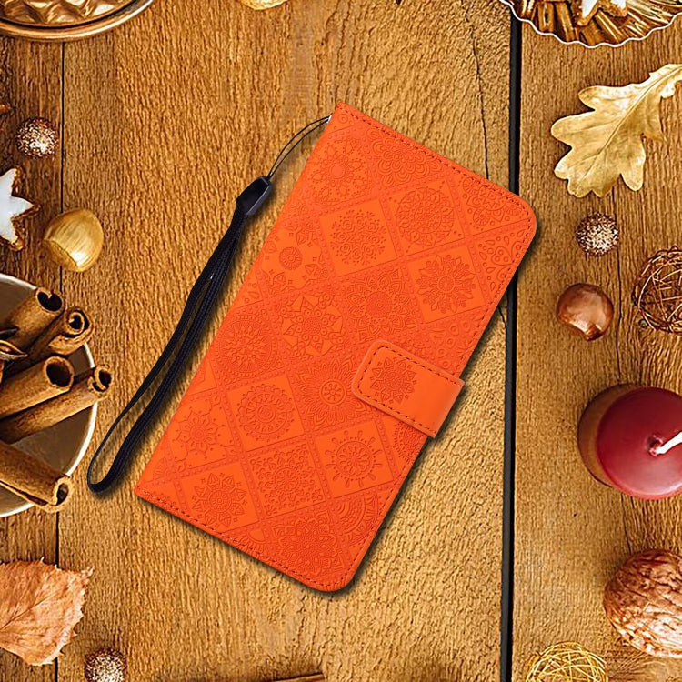 Ethnic Style Embossed Pattern Horizontal Flip Leather Case with Holder & Card Slots & Wallet & Lanyard For iPhone 12 Pro Max(Orange)-garmade.com