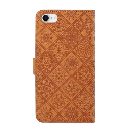 Ethnic Style Embossed Pattern Horizontal Flip Leather Case with Holder & Card Slots & Wallet & Lanyard For iPhone SE 2020 / 8 / 7(Brown)-garmade.com