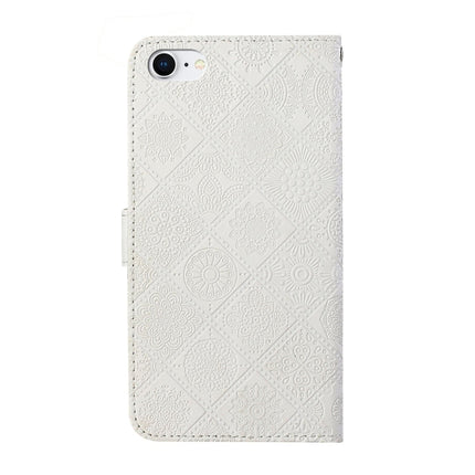 Ethnic Style Embossed Pattern Horizontal Flip Leather Case with Holder & Card Slots & Wallet & Lanyard For iPhone SE 2020 / 8 / 7(White)-garmade.com