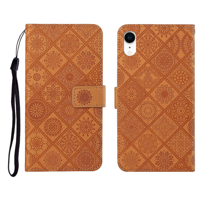 Ethnic Style Embossed Pattern Horizontal Flip Leather Case with Holder & Card Slots & Wallet & Lanyard For iPhone XR(Brown)-garmade.com