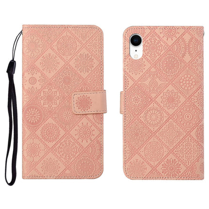 Ethnic Style Embossed Pattern Horizontal Flip Leather Case with Holder & Card Slots & Wallet & Lanyard For iPhone XR(Pink)-garmade.com