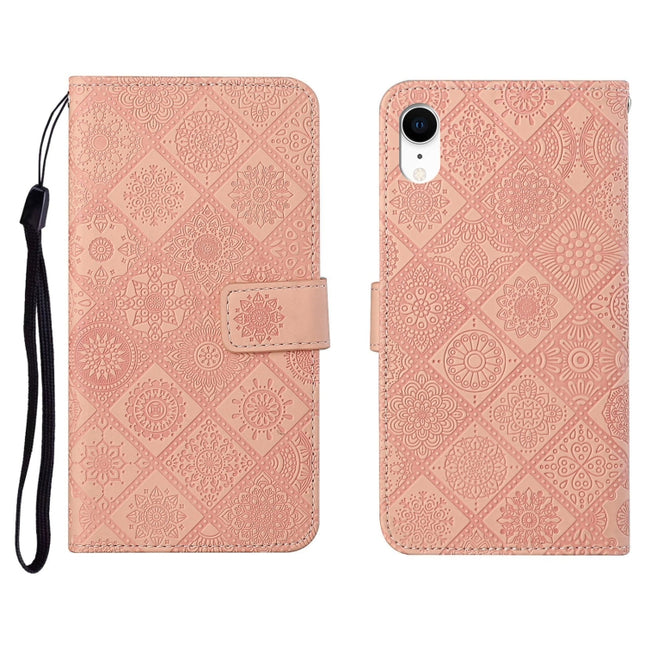 Ethnic Style Embossed Pattern Horizontal Flip Leather Case with Holder & Card Slots & Wallet & Lanyard For iPhone XR(Pink)-garmade.com