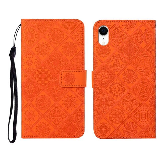 Ethnic Style Embossed Pattern Horizontal Flip Leather Case with Holder & Card Slots & Wallet & Lanyard For iPhone XR(Orange)-garmade.com