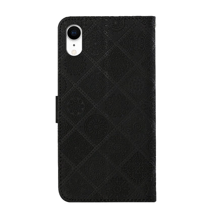 Ethnic Style Embossed Pattern Horizontal Flip Leather Case with Holder & Card Slots & Wallet & Lanyard For iPhone XR(Black)-garmade.com