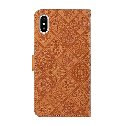 Ethnic Style Embossed Pattern Horizontal Flip Leather Case with Holder & Card Slots & Wallet & Lanyard For iPhone XS Max(Brown)-garmade.com