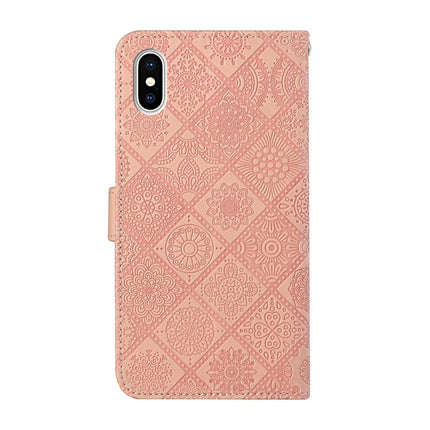 Ethnic Style Embossed Pattern Horizontal Flip Leather Case with Holder & Card Slots & Wallet & Lanyard For iPhone XS Max(Pink)-garmade.com