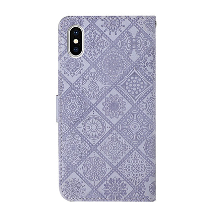 Ethnic Style Embossed Pattern Horizontal Flip Leather Case with Holder & Card Slots & Wallet & Lanyard For iPhone XS Max(Purple)-garmade.com